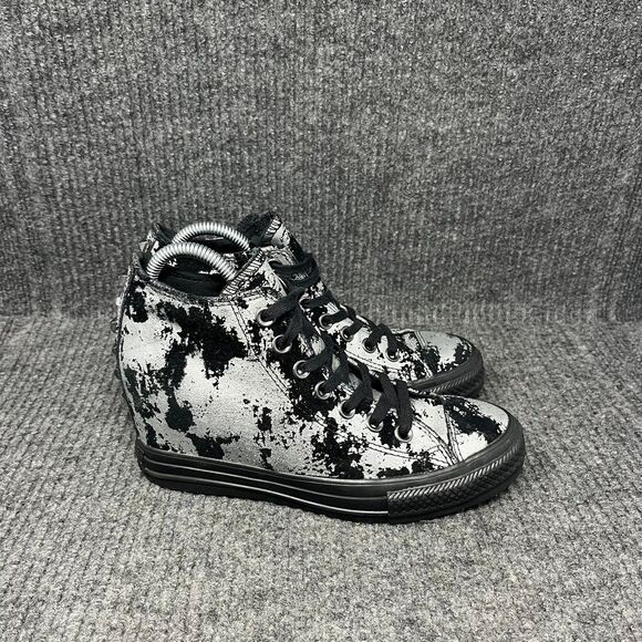 Converse Chuck Taylor All Star Lux Hidden Wedge Shoes Black Grey Studded Size 7 - Picture 1 of 8